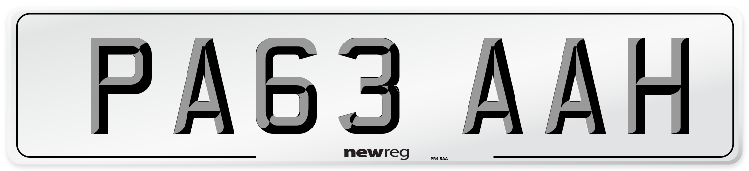 PA63 AAH Number Plate from New Reg